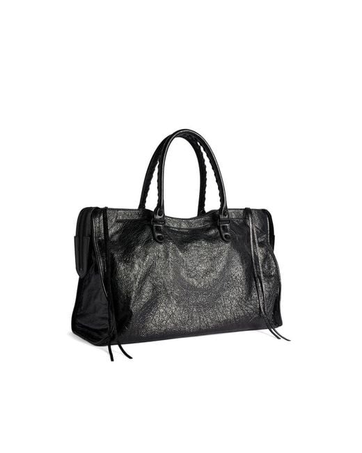 Balenciaga Black Le City Stud-Embellished Large Tote Bag for men