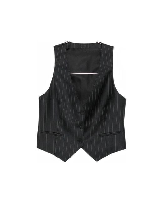 Tom Ford Black Pinstripe-Pattern Waistcoat