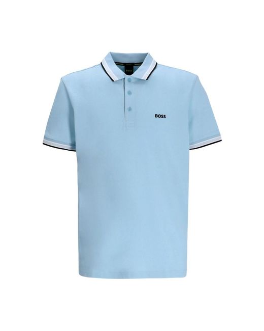 Boss Blue Logo-Embroidered Polo Shirt for men
