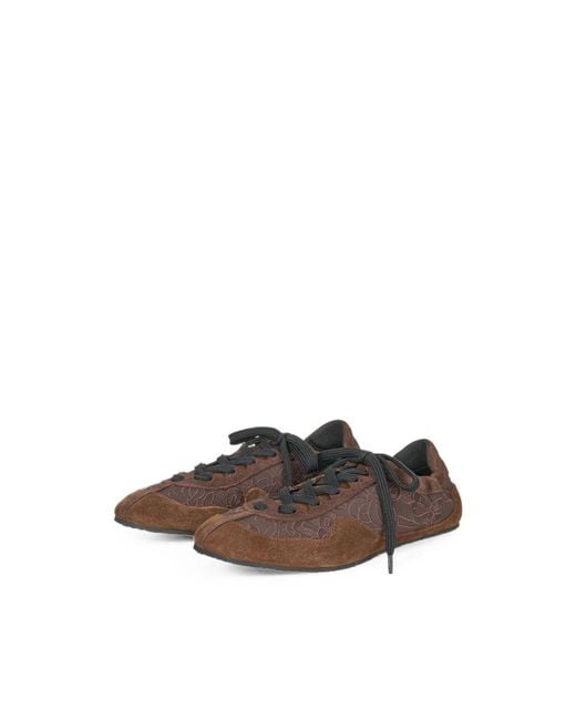 CECILIE BAHNSEN Brown Blaise Floral-Embroidered Sneakers