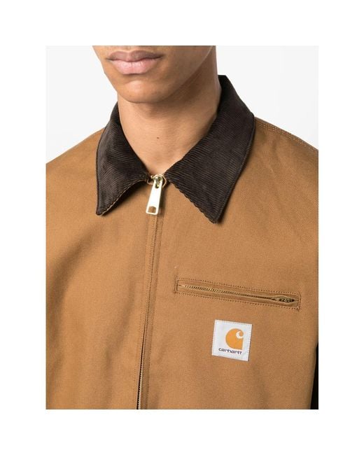Carhartt Brown Detroit Contrasting-Collar Cotton Jacket for men