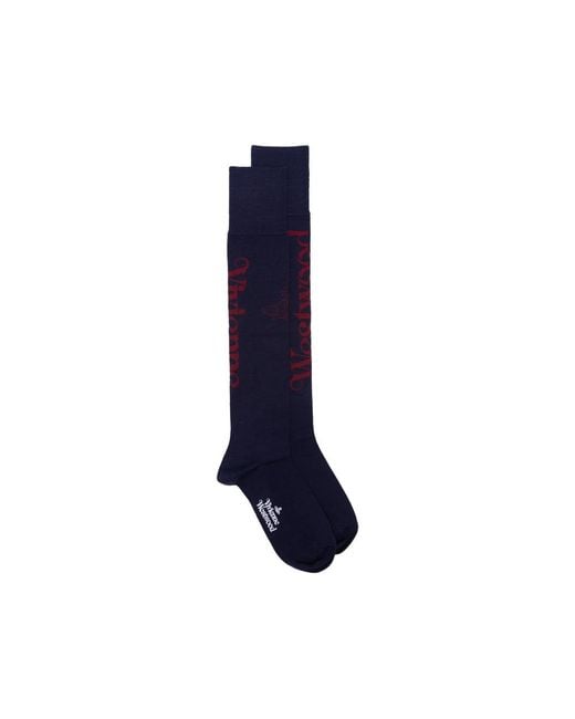 Vivienne Westwood Blue Half Logo High Socks for men