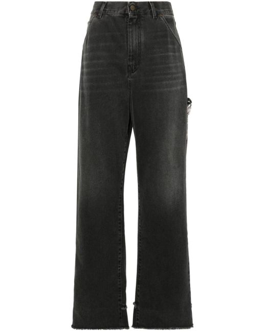 DARKPARK Black Rhinestone-Braided Tapered Jeans