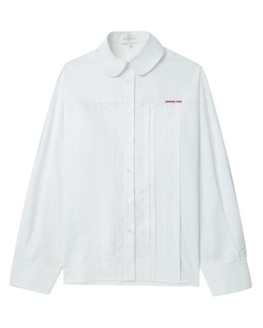 ShuShu/Tong White Lace-Trim Cotton Shirt