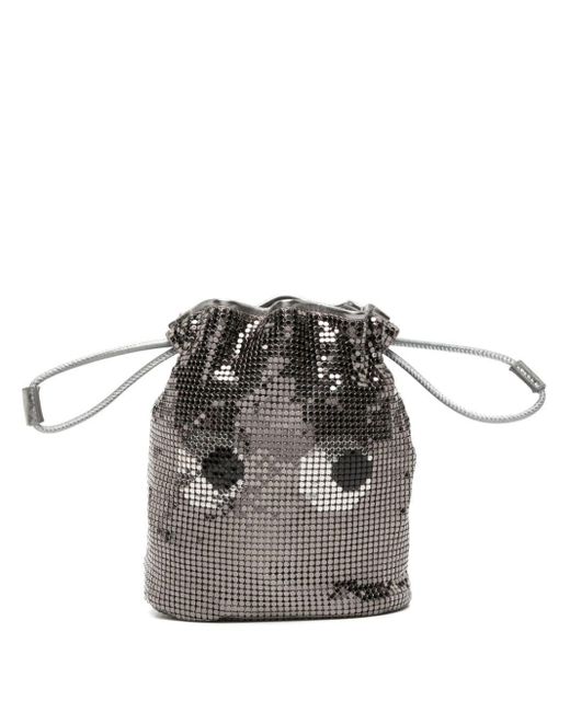 Anya Hindmarch Gray Studded Mesh-Design Bucket Bag