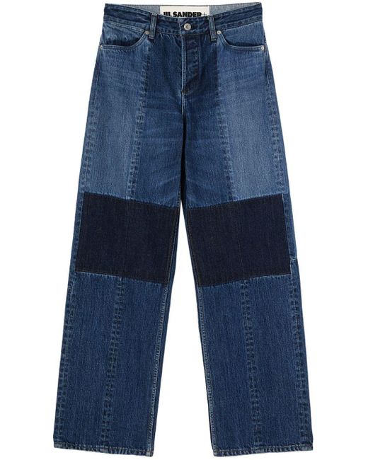 Jil Sander Blue Straight-Leg Cotton Trousers