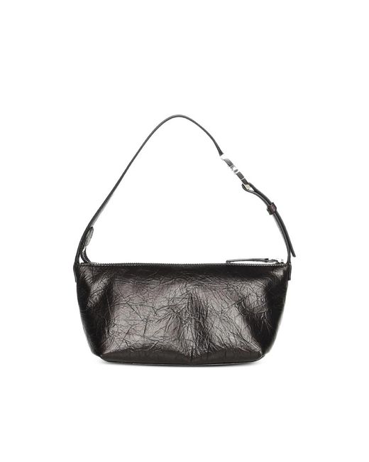 Fendi Black Vanity Pouch Small Crackled Leather Bag