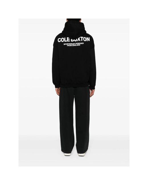 Cole Buxton Black Logo-Print Cotton Hoodie for men
