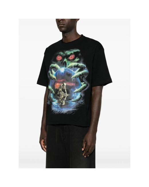 Gcds Black Graphic-Print T-Shirt for men