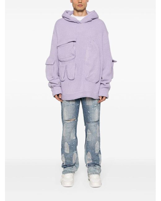 Who Decides War Purple Pocketed Long-Sleeve Hoodie for men