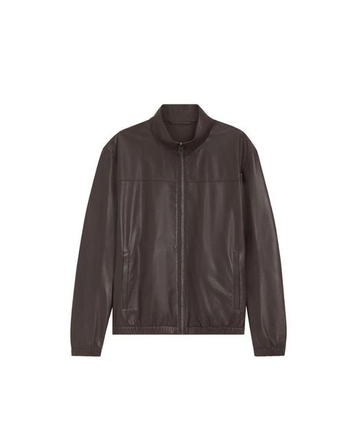 Beckham X Boss Brown Zip-Up Leather Jacket for men