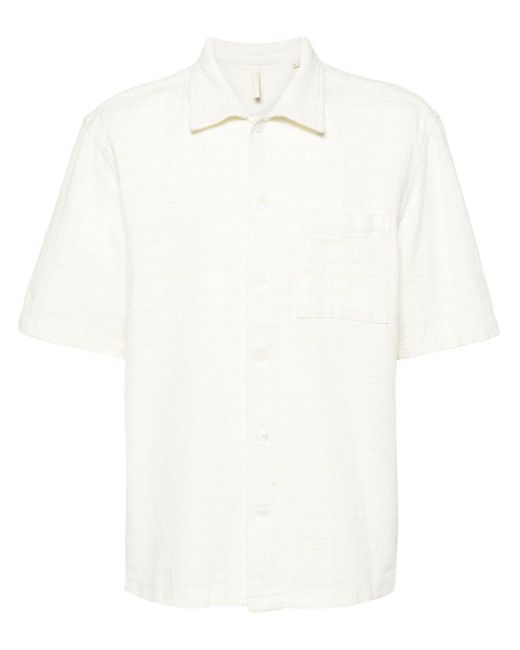sunflower White Spacey Ss Textured Shirt for men