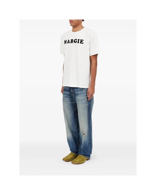 MM6 by Maison Margiela White Graphic-Print Cotton T-Shirt for men
