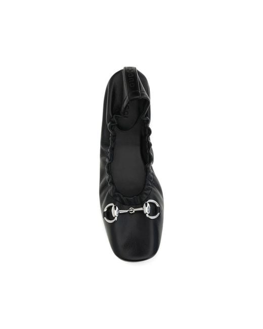 Gucci Black Prima Leather Ballet Flats