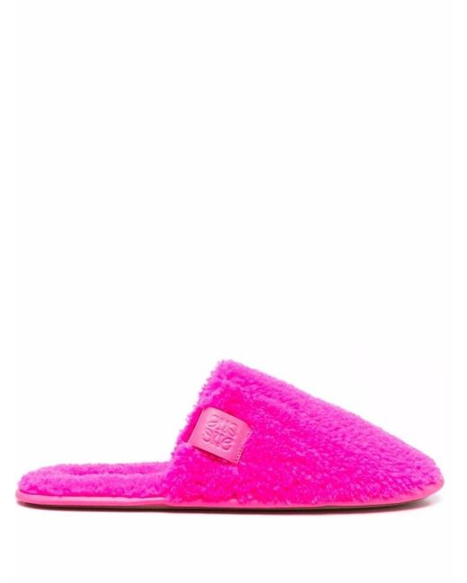 Loewe Pink Anagram Patch Fleece Slippers for men