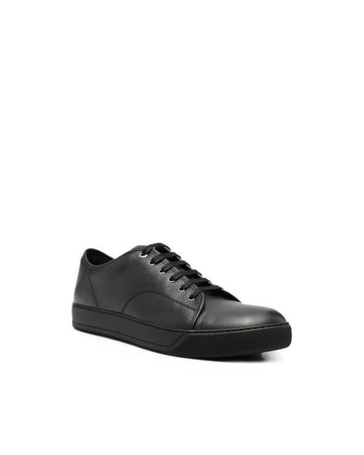 Lanvin Black Grained Leather Sneakers for men
