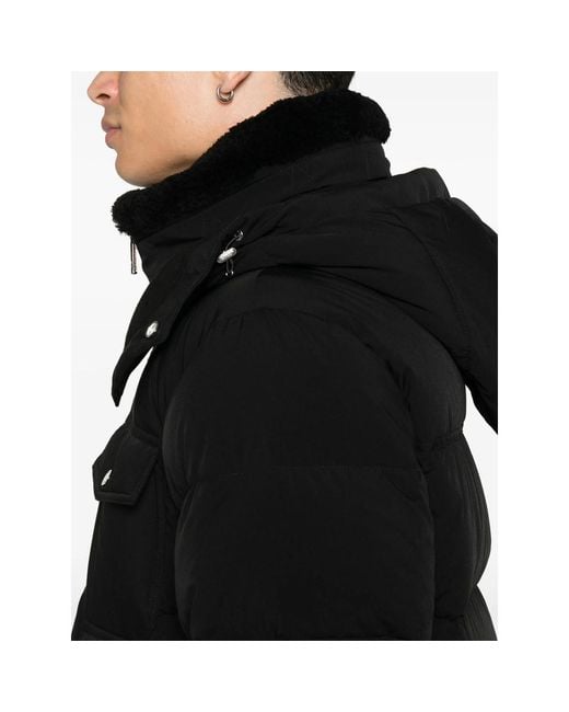 Moorer Black Hooded Quilted Jacket for men