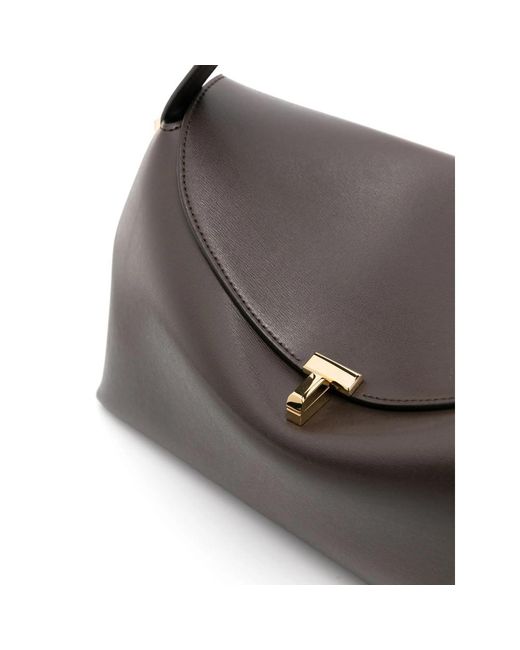 Totême  Gray T-Lock Leather Top Handle Bag