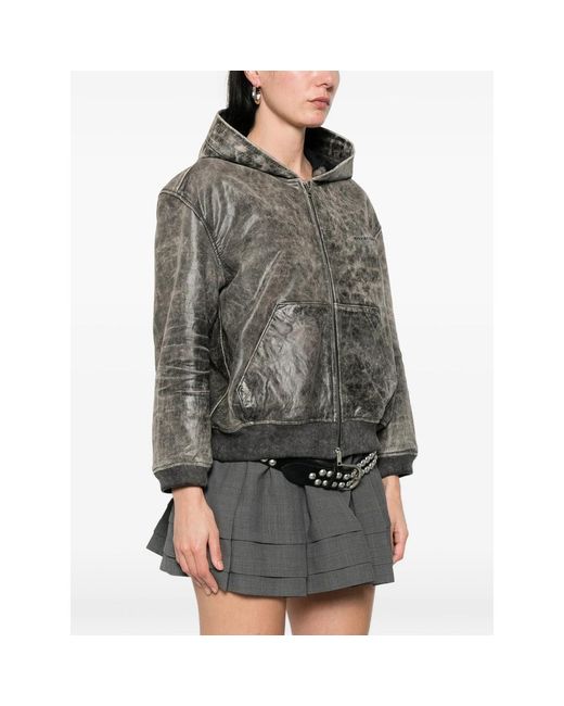 Alexander Wang Gray Hooded Zip Sweatshirt