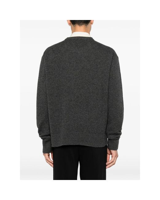 Diana Studio Black Ribbed-Trim Crew-Neck Sweater for men