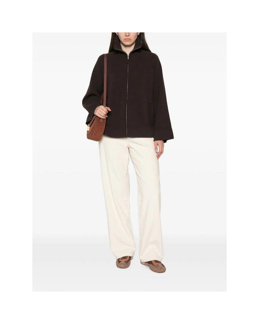 Allude Black Zip-Up Funnel-Neck Cardigan