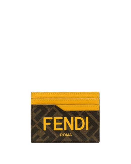 Fendi Yellow Ff Print Cardholder for men