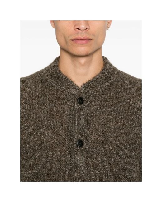 Giorgio Armani Brown Button-Up Rib-Trimmed Cardigan for men