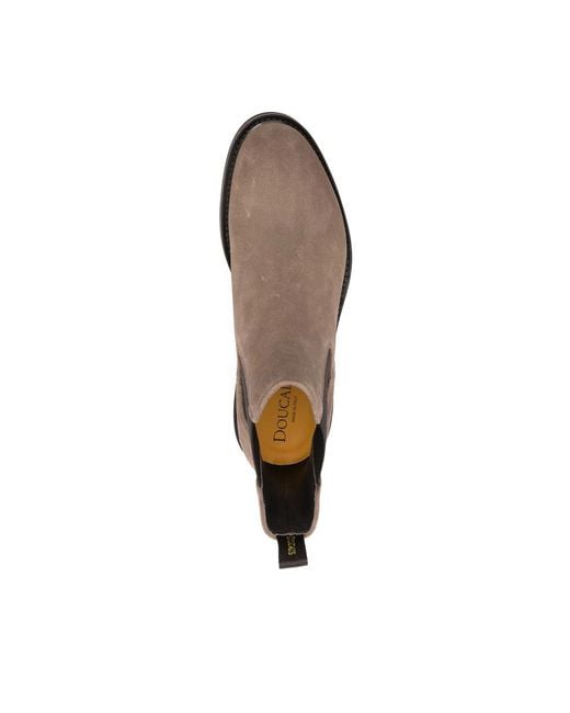 Doucal's Brown Pull-On Suede Chelsea Boots for men