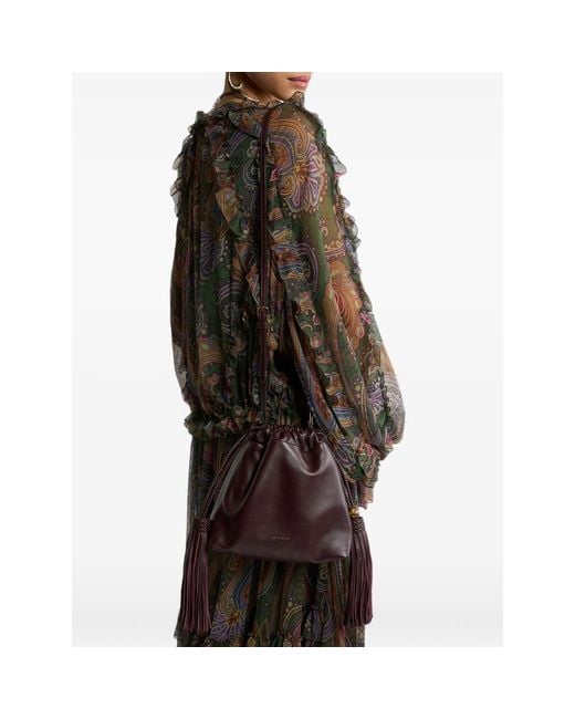 Etro Brown Mini Leather Kalispera Bag With Tassels