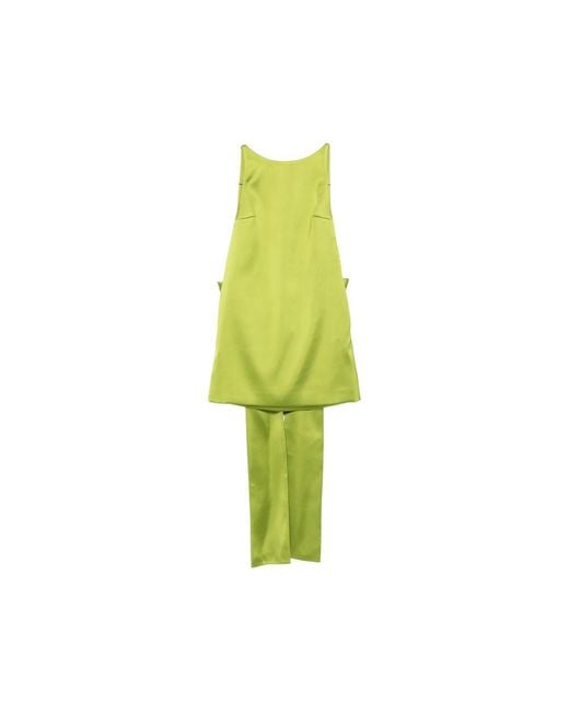 Self-Portrait Green Oversized-Bow Mini Dress