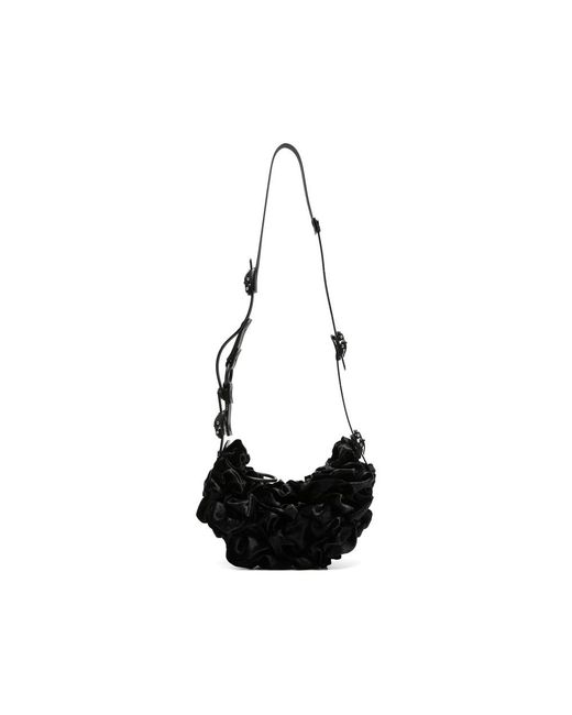 Innerraum Black Ruffled Velvet Tote Bag for men