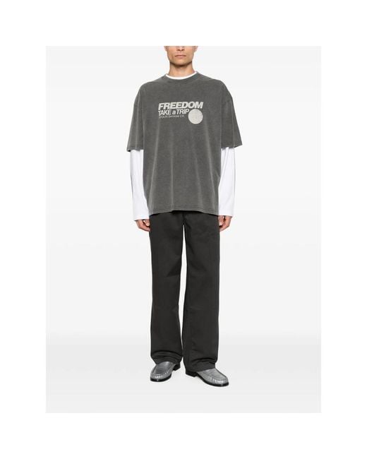 7 For All Mankind Gray Graphic-Print Crew-Neck T-Shirt for men