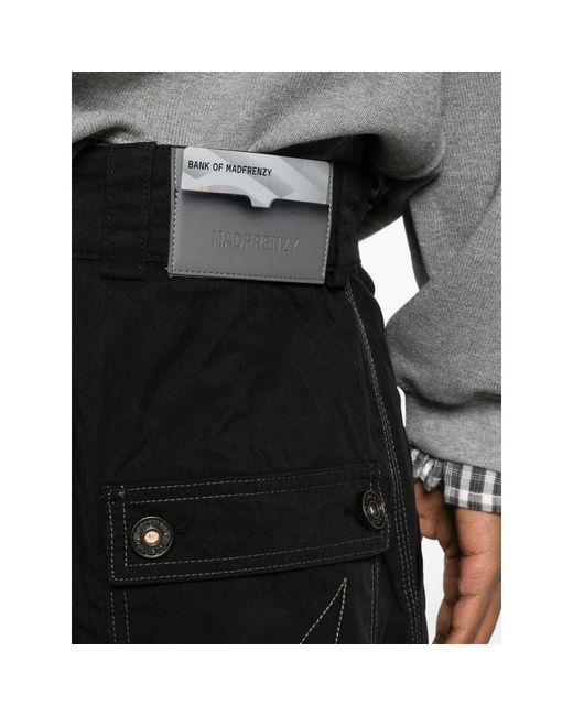 MADFRENZY Black Double-Button Trousers for men