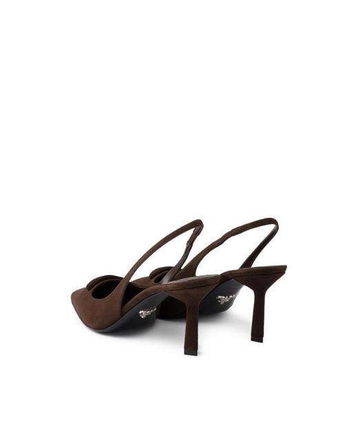 Prada Brown Suede Slingback Pumps
