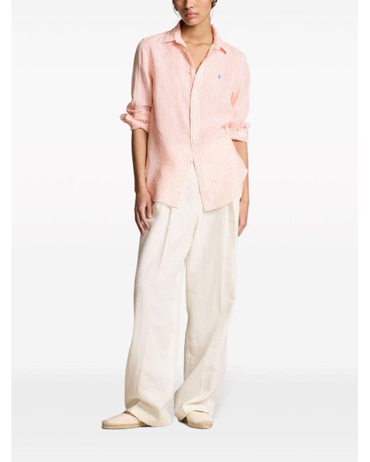 Polo Ralph Lauren Pink Striped Linen Shirt