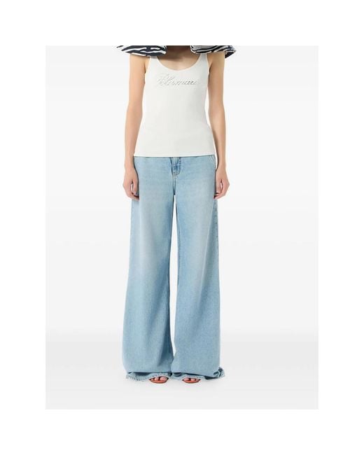 Blumarine Blue Stone Washed Palazzo Pants