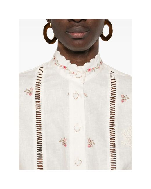 Zimmermann White Patience Lace Floral Shirt