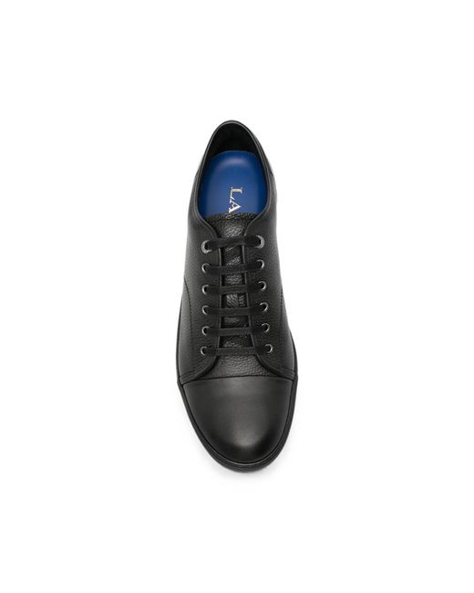 Lanvin Black Grained Leather Sneakers for men
