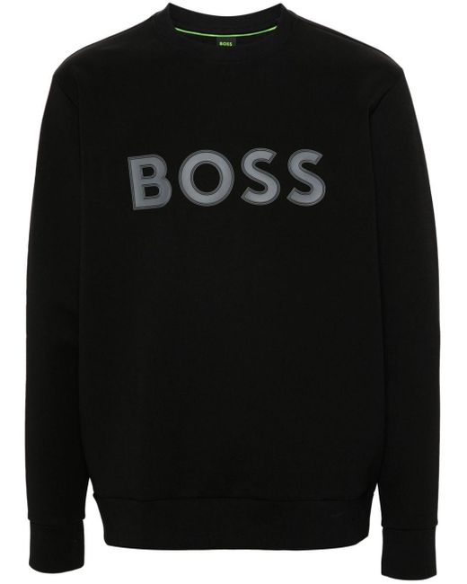Boss Black Logo-Rubberised Jersey Sweatshirt for men
