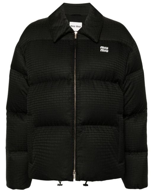 Miu Miu Black Logo-Appliqué Puffer Jacket