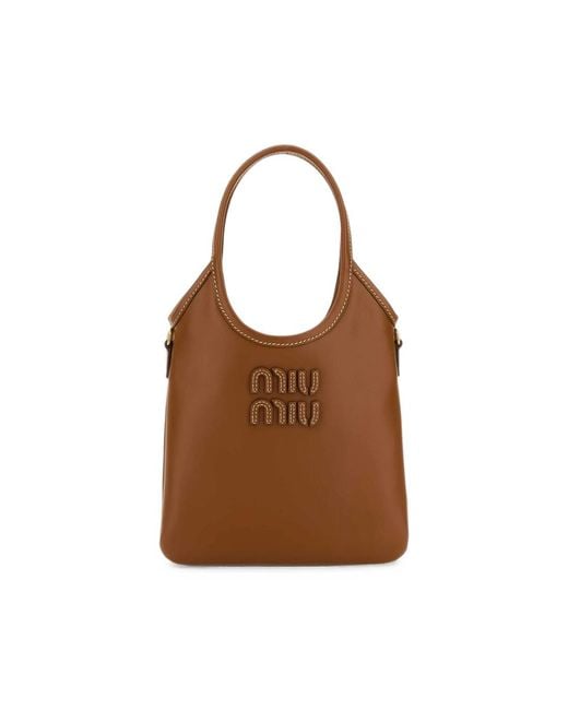 Miu Miu Brown Caramel Leather Shopping Bag