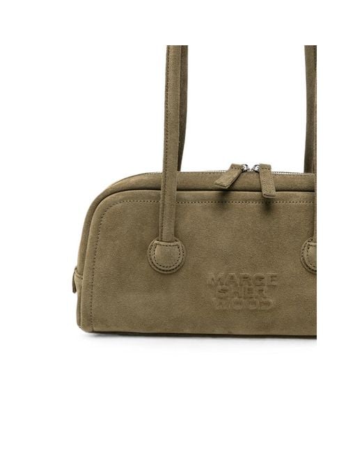 MARGE SHERWOOD Green Soft Boston Ew Suede Shoulder Bag