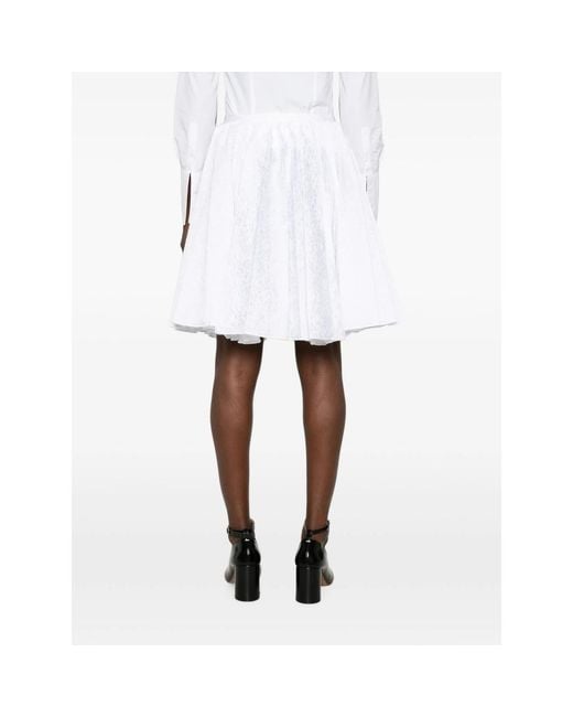 ShuShu/Tong White Floral-Jacquard Pleated Mini Skirt