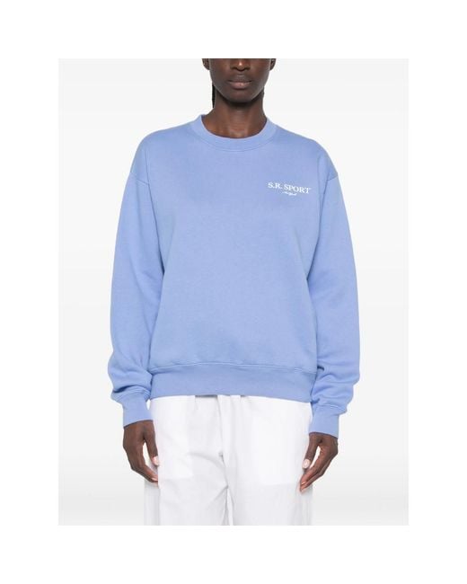 Sporty & Rich Blue Logo-Print Sweatshirt