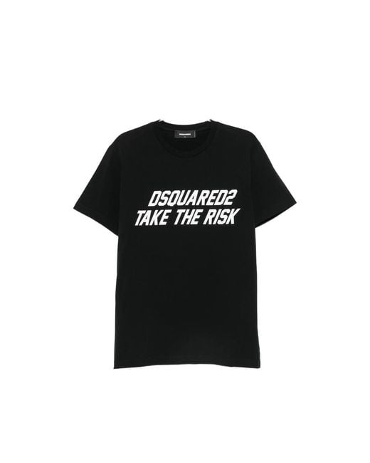 DSquared² Black Slogan-Print T-Shirt for men