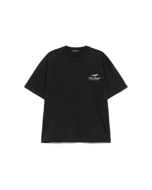 Cole Buxton Black Logo-Embroidered T-Shirt for men