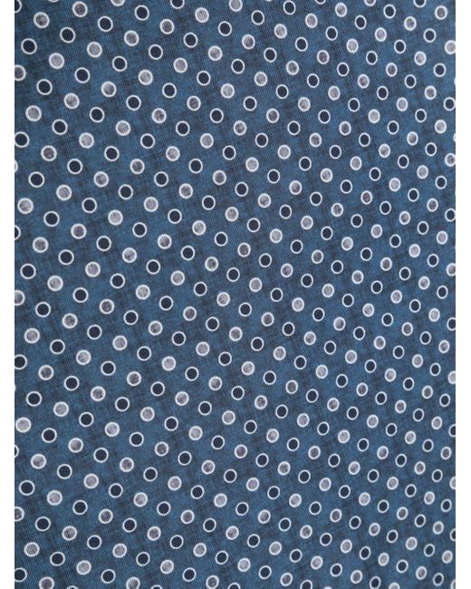 Tagliatore Blue Polka-Dot Print Silk Scarf for men