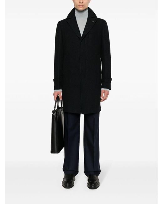 Tagliatore Black Single-Breasted Coat for men