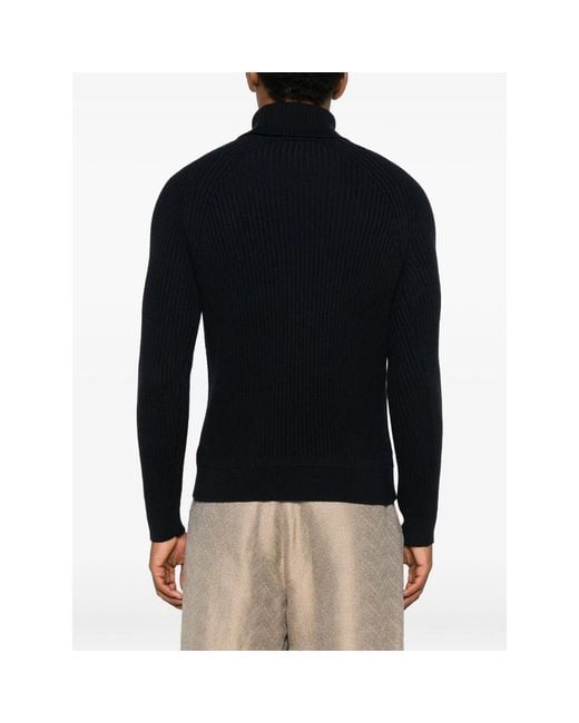 Zanone Black Roll-Neck Sweater for men