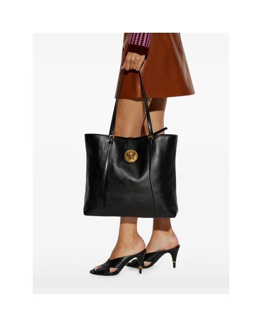 Versace Black Medusa Leather Tote Bag